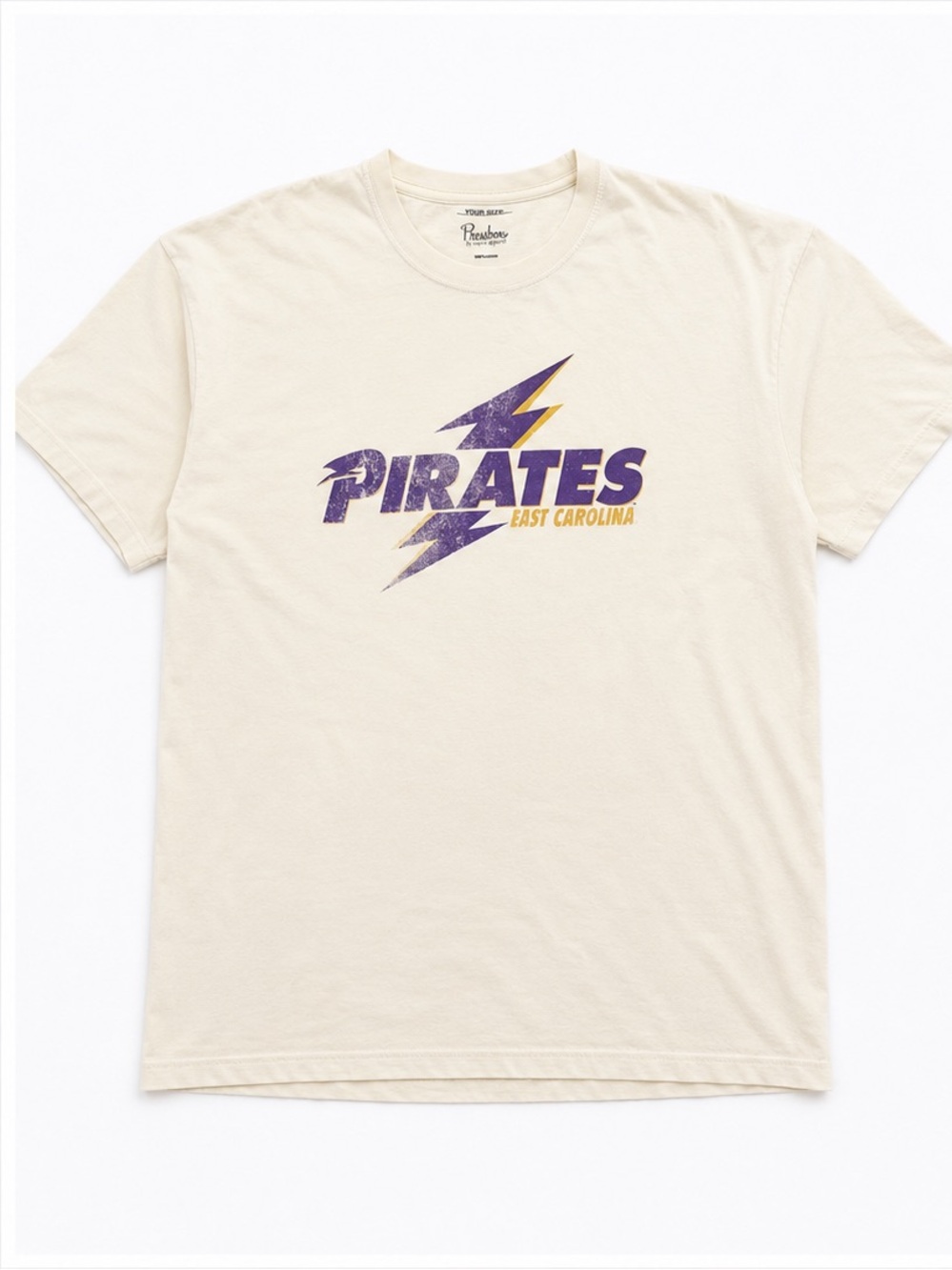 Pressbox East Carolina Pirates Graphic Tee - Cream with Purple & Gold Print